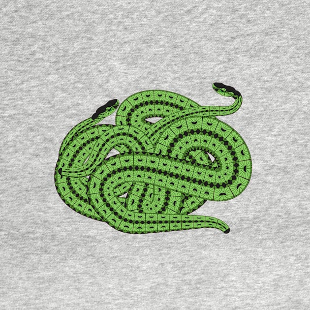 Two Slithering Green Snakes Reptiles by oknoki